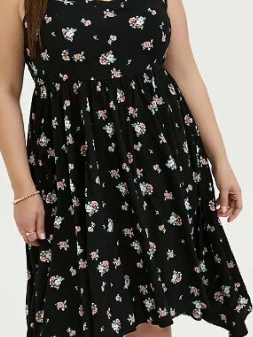 torrid Black Floral Spaghetti Strap Midi Dress